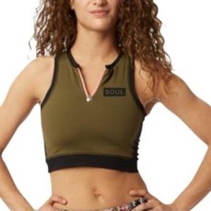 SoulCycle Army Green Crop Top Sports Bra Size S